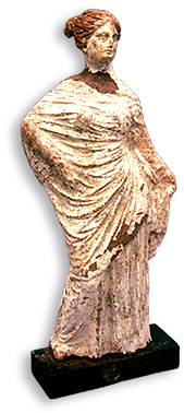 Foto av gammal terrakottastaty av Hypatia