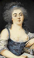 Målning från ett miniporträtt av Bathilde, mindre tjusigt klädd än på andra bilder av henne.