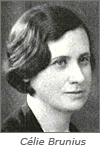 Porträttbild av kvinna med texten "Célie Brunius" under