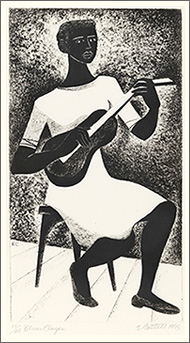 Luustration av kvinna som spelar gitarr
