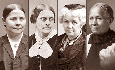 Collage av porträttfoton av fyra kvinnor