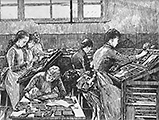 Illustration av kvinnor som arbetar som sättare