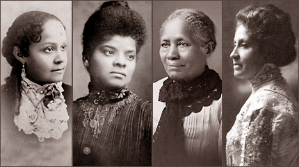 Fyra foton av svarta kvinnor i halvfigur, se bildtext