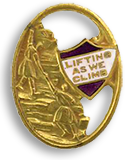 Bronsmärke för NACW med klättrande kvinnor och orden "Lifting as We Climb