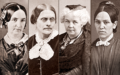 Ihopklippt foto av fyra kvinnor av dem som grundade NWSA