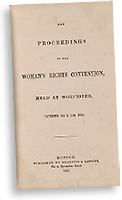 Omslag till dokumentation av den första nationella kvinnokongressen 1850