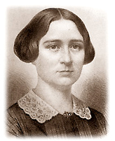 Bild av Antoinette Brown vid tiden för studierna på Oberlin, 1848. Under bilden står namnet och årtalet