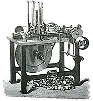 Teckning av en maskin som användes för ifyllande av tändsticksaskar