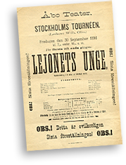 Affisch för Åbo Teater och Fridas pjäs Lejonets unge