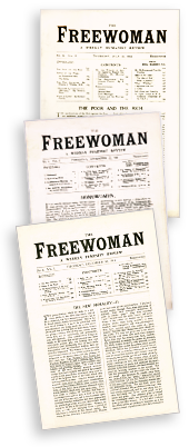 Tre omslag till The Freewoman