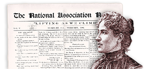 Collage av tidningshuvud till The National Association Notes och en illustration av Mary Church Terrells huvud i profil