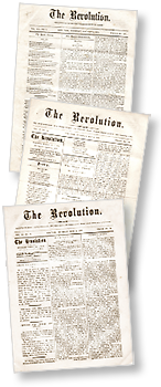 Collage av tre omslag till tidningen The Revolution