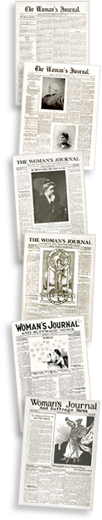 Collage av sex tidningsomslag av Woman's Journal