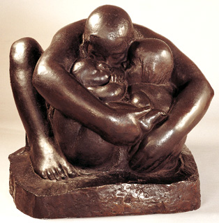 Skulptur: Mor med tvillingar