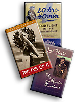 Collage av Amelia Earharts böcker