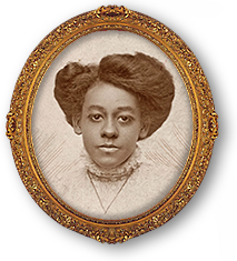 Porträttfoto i guldram av Ida B Wells fosterdotter 