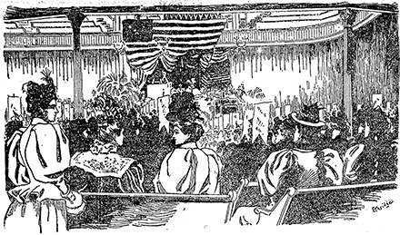 Illustration ur tidning om suffragettemöte 1896