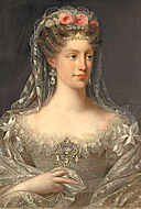 Målning av prinsessan Marie-Caroline i spetsklänning
