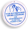 Reklam för en form av tvåskiktad tandtråd som Marion Donovan uppfann