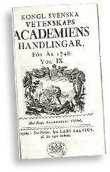 Framsida till Vetenskapsakademiens skrift 1748