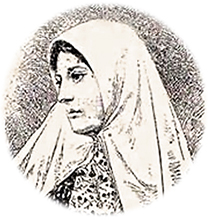 Illustration i form av proträtt av kvinna i sjal