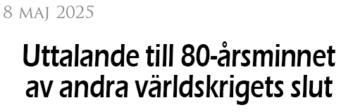 8 maj 2025: Uttalande till 80-årsminnet av andra världskrigets slut