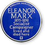 En blå plakett i English Heritage-serien med texten Eleanor Marx 1855-1898, Socialist Campaigner, lived and died here