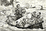 Nidbild av Fords Peace Ship från tidningen Punsch